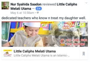 Testimoni Little Caliphs Program Melati Utama JomDaftarTadika 2